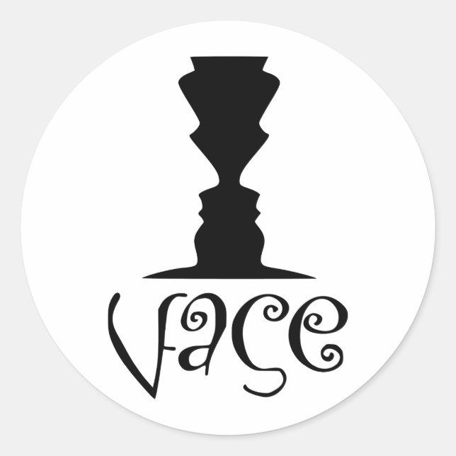 Pegatina Redonda Dos caras o vase ilusión óptica (Anverso)