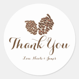 Pegatina Redonda Dos Conos de Pino Rústicos Favor de Boda Campestre