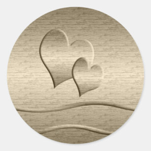 Pegatina Redonda Dos corazones del oro
