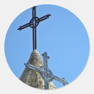 Pegatina Redonda Dos cruces