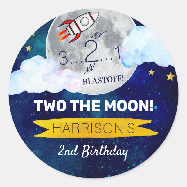 Pegatina Redonda Dos El Segundo Cumpleaños De La Luna (Anverso)