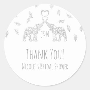 Pegatina Redonda Dos elefantes plateados y caídas dejan el favor de