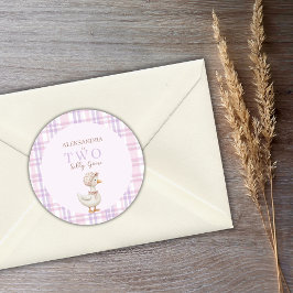 Pegatina Redonda Dos Fiestas de cumpleaños del Chica Goose Gracioso