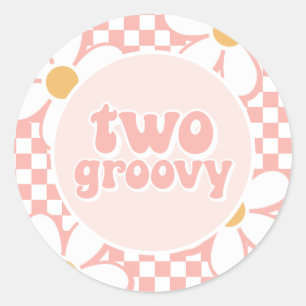 Pegatina Redonda Dos Groovy Daisy Checker