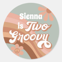 Dos Groovy Retro Daisy Sage Rosado Segundo Cumplea