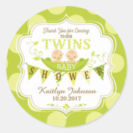 Pegatina Redonda Dos guisantes en una pareja de pod gracias etiquet