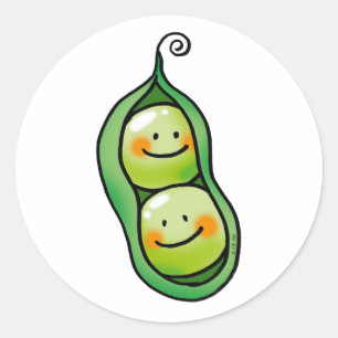 Pegatina Redonda Dos guisantes en una vaina, dos gemelos, una ducha