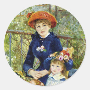 Pegatina Redonda Dos hermanas (en la terraza) de Pierre Renoir