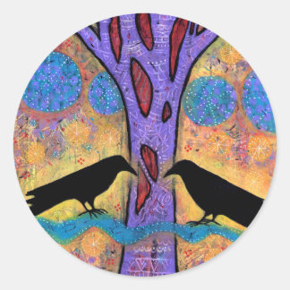 Pegatina Redonda Dos marchas se sientan y reflexionan sobre los Peg