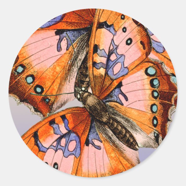 Pegatina Redonda Dos mariposas abstractas San Valentín Sé tarjeta m (Anverso)