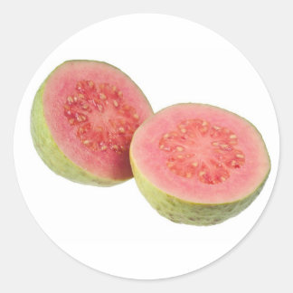 Pegatina Redonda Dos mitades de guayaba rosa