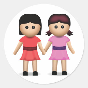 Pegatina Redonda Dos mujeres con Emoji de manos