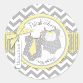 Pegatina Redonda Dos niños gemelos Bow Tie Chevron Imprimir Gracias