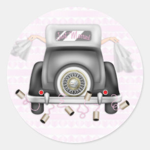 Pegatina Redonda Dos novias, boda lesbiana