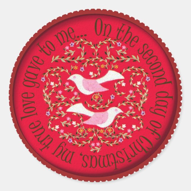 Pegatina Redonda Dos palomas de tortuga (Anverso)