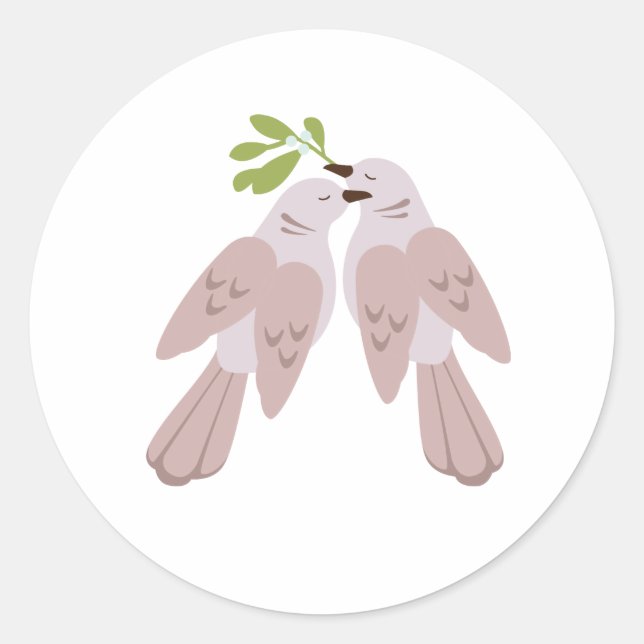 Pegatina Redonda Dos palomas de tortuga (Anverso)