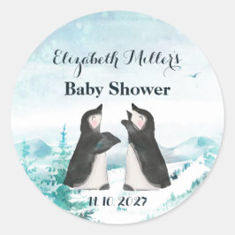 Pegatina Redonda Dos pingüinos de corte