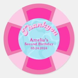 Pegatina Redonda Dos piscinas tropicales frescas verano Cumpleaños