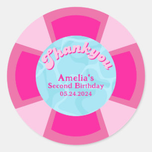 Pegatina Redonda Dos piscinas tropicales frescas verano Cumpleaños