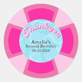 Pegatina Redonda Dos piscinas tropicales frescas verano Cumpleaños