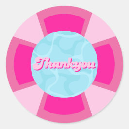 Pegatina Redonda Dos piscinas tropicales frescas verano Cumpleaños