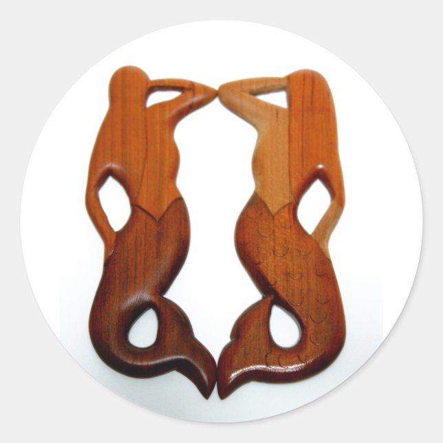 Pegatina Redonda dos sirenas miradoras (Anverso)