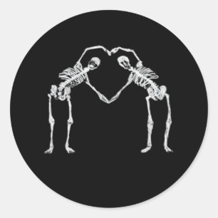 Pegatina Redonda Dos Skeleton Hearts Hands Classic