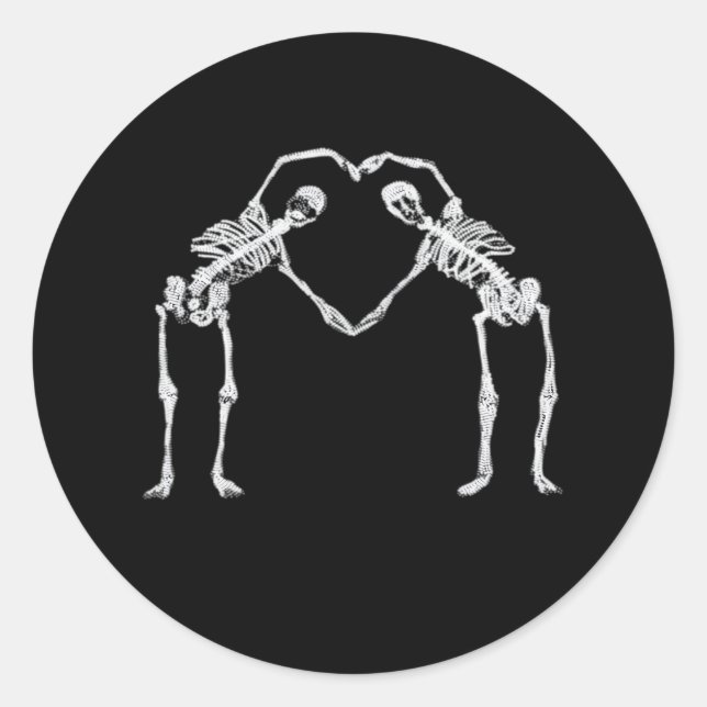 Pegatina Redonda Dos Skeleton Hearts Hands Classic (Anverso)