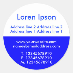 Pegatina Redonda Dos Tone Blue y White Business / Perfil