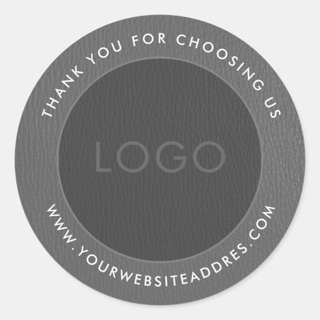 Pegatina Redonda Dos tonos grises de imitación de cuero (Anverso)
