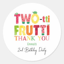 Pegatina Redonda Dos tti Frutti Cutie Fruit 2º cumpleaños Gracias
