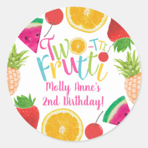 Pegatina Redonda Dos-tti Frutti Tutti Frutti Chica Segundo Cumpleañ