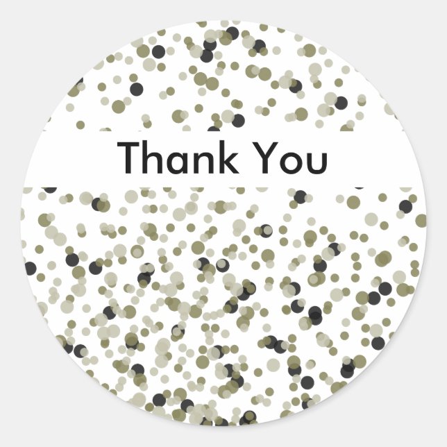 Pegatina Redonda Dots Gold Black Confetti gracias (Anverso)