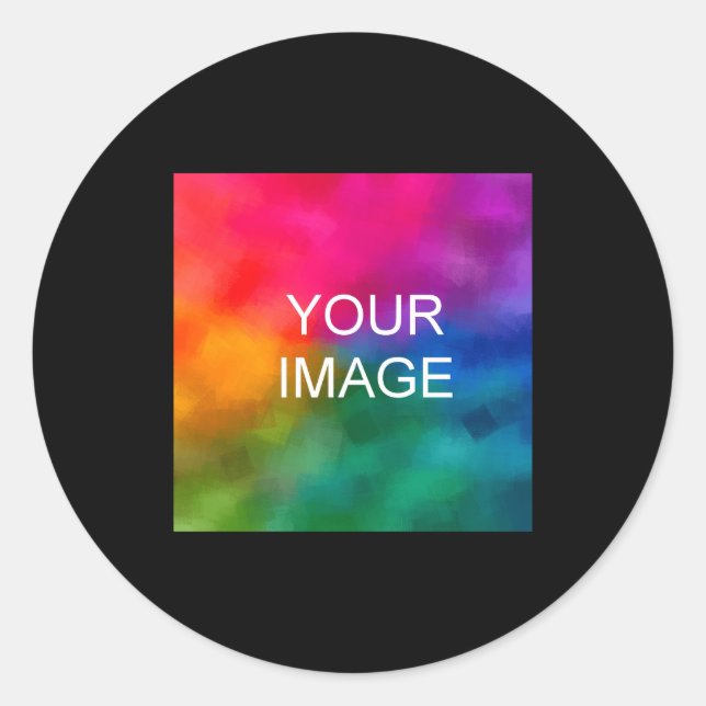 Pegatina Redonda Double Sided Add Image Template Mens Basic Black  (Anverso)