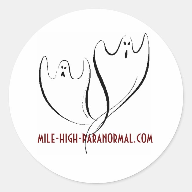 Pegatina Redonda doubleghosts1, mile-high-paranormal.com (Anverso)