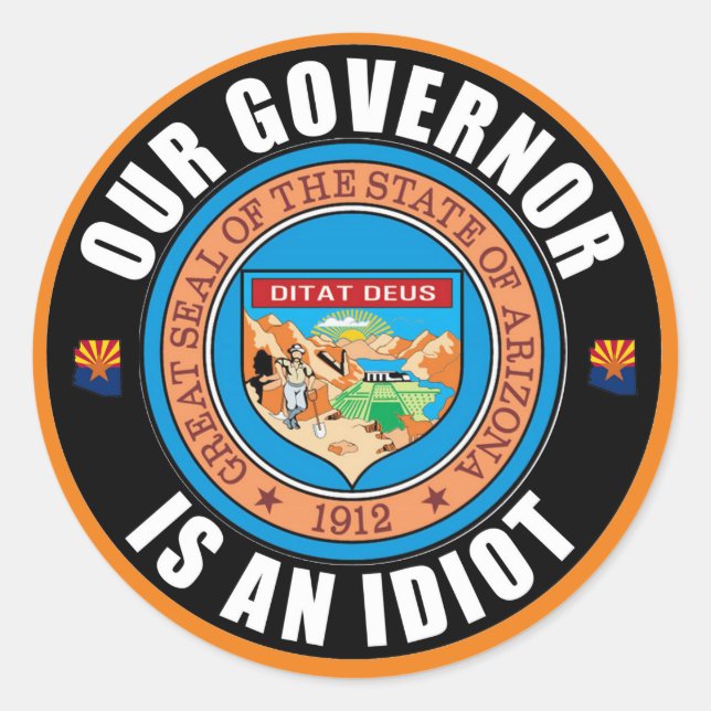 Pegatina Redonda Doug Ducey es un idiota (Anverso)