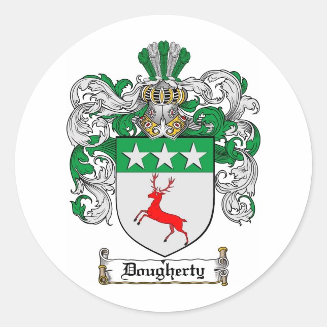 PEGATINA REDONDA DOUGHERTY FAMILILILITY CREST - DOUGHERTY COAT OF A (Anverso)