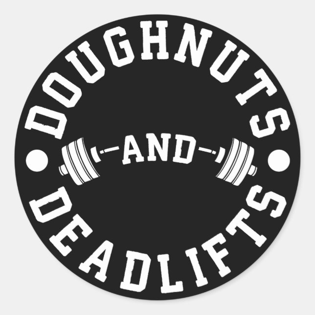 Pegatina Redonda Doughnut and Deadlifts - Carbohidratos - Divertido (Anverso)