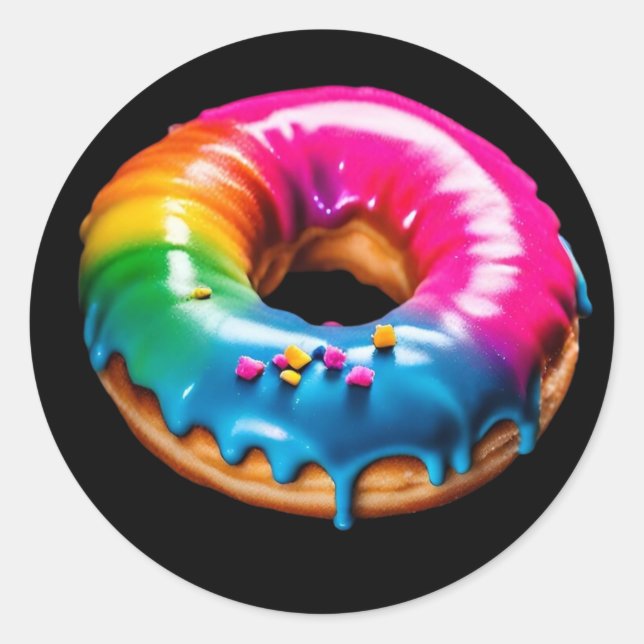 Pegatina Redonda Doughnut de orgullo lgbtq+ neón (Anverso)