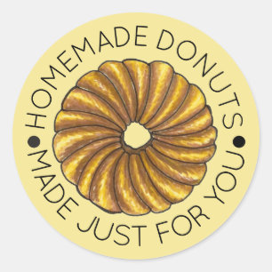 Pegatina Redonda Doughnut francés casera hecho por cocina