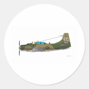 Pegatina Redonda Douglas A-1E Skyraider