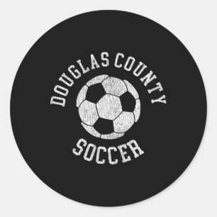 Pegatina Redonda Douglas County Soccer Retro Distorsionado 90's Vin