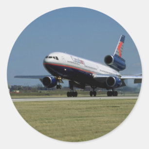 Pegatina Redonda Douglas DC-10 en el despegue