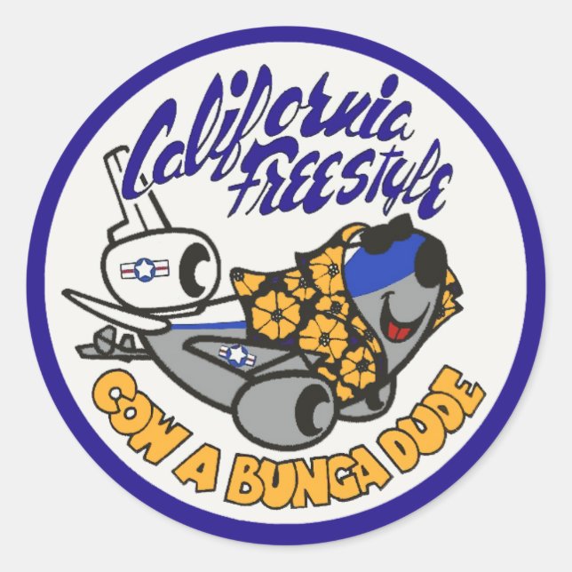 Pegatina Redonda Douglas KC-10 Extender California Freestyle (Anverso)