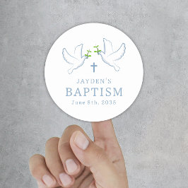 Pegatina Redonda Dove Blue Boy Baptism