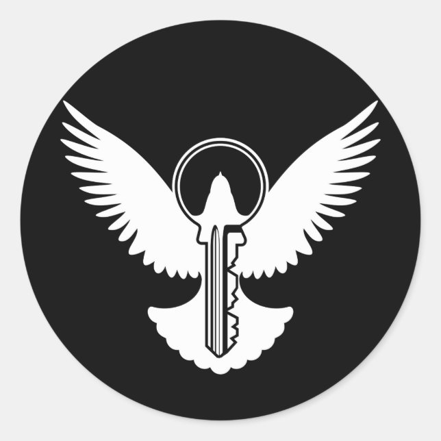 Pegatina Redonda Dove con clave (Anverso)