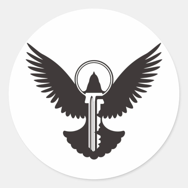 Pegatina Redonda Dove con clave (Anverso)