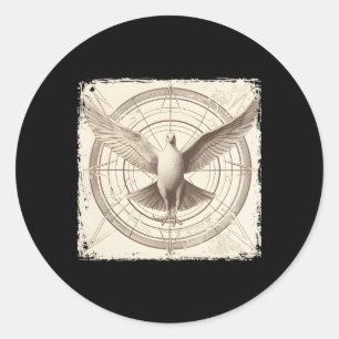 Pegatina Redonda Dove Vitruvian Dove Bird Dove