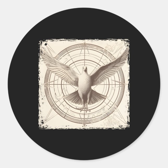 Pegatina Redonda Dove Vitruvian Dove Bird Dove (Anverso)
