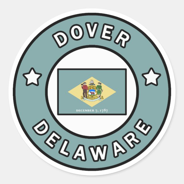 Pegatina Redonda Dover Delaware (Anverso)